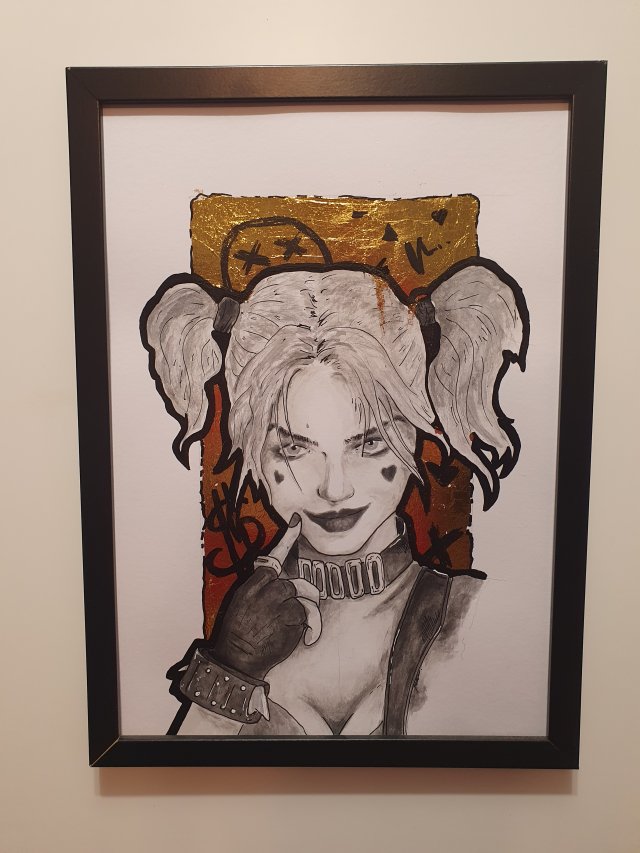 Harley Quinn  plakat grafika obraz handmade A3