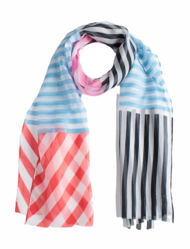 Zwiewny szal vintage pasy paski szalik apaszka chusta