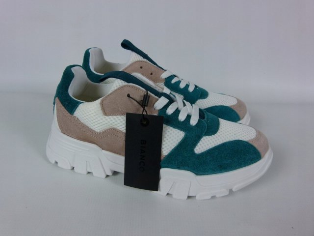 Bianco sportowe sneakersy skóra tkanina z metką 40 25,5 cm