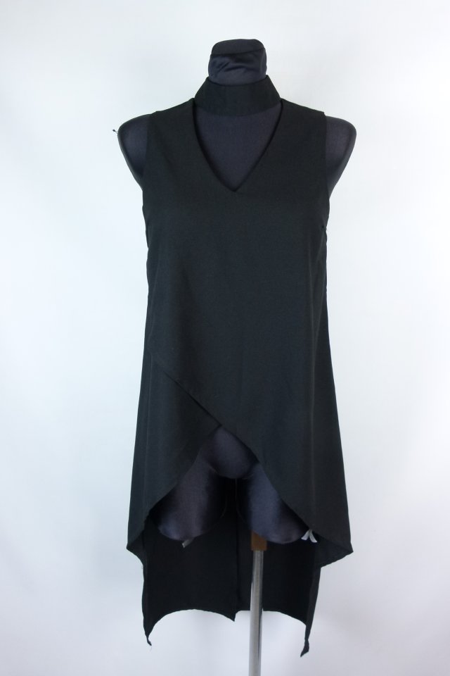 Apricot czarna elegancka tunika z dłuższym tyłem 8 / XS