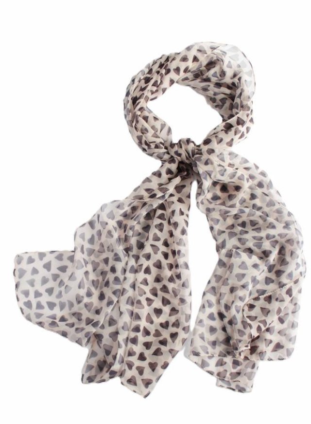 szal vintage apaszka zwiewny szalik serca