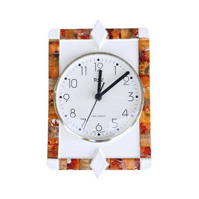 Zegar ścienny USL Radio Controlled | Niemcy | Lata 80/90. | Ceramiczna rama vintage