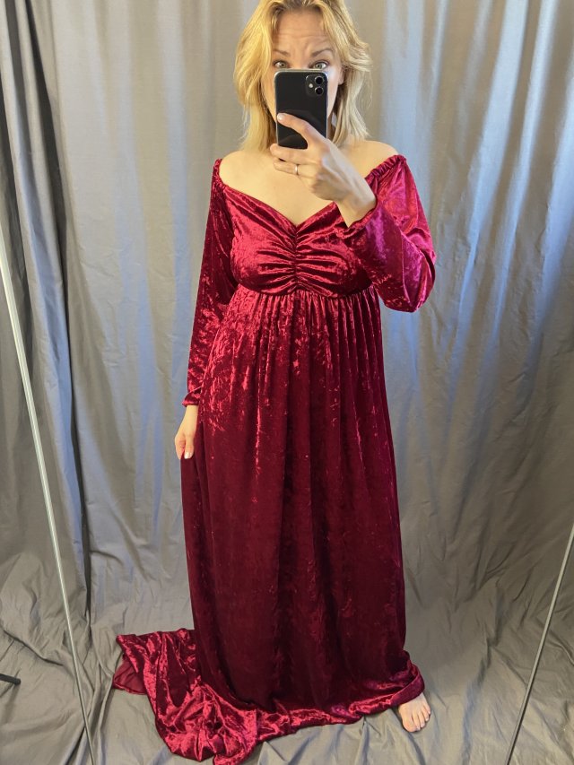red velvet dress