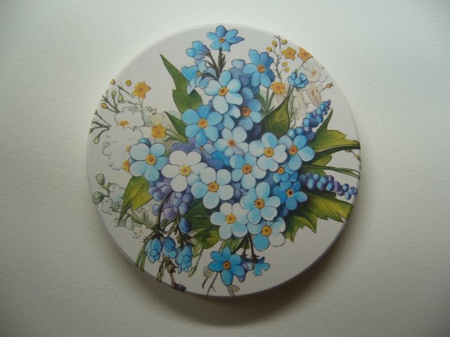 CERAMICZNA PODSTAWKA POD KUBEK NIEZAPOMINAJKI