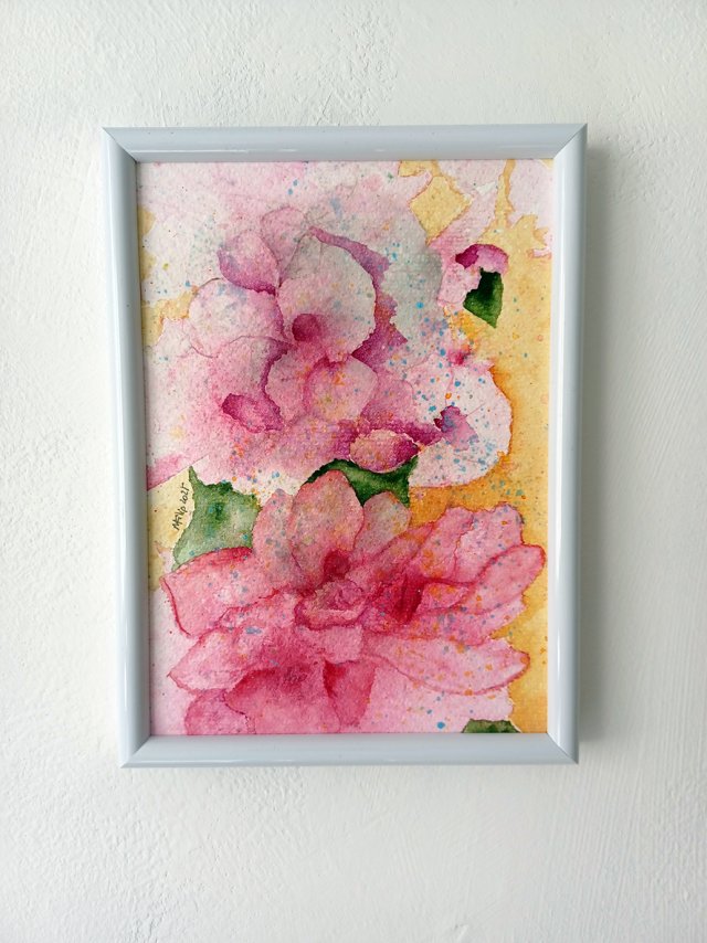 Akwarela biała ramka "Kwiaty" 14*19 cm