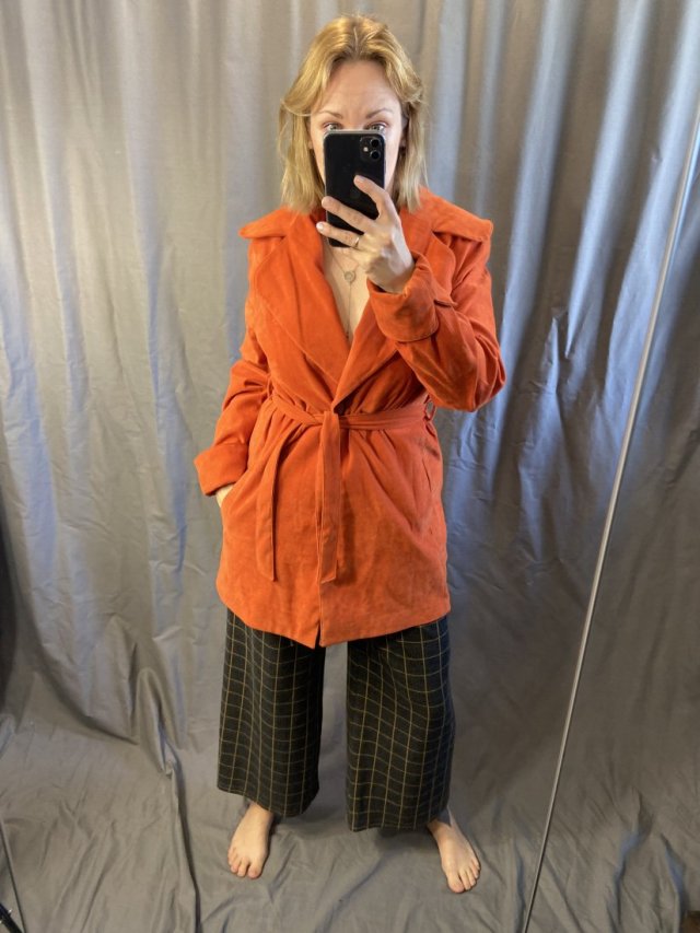 orange velvet jacket