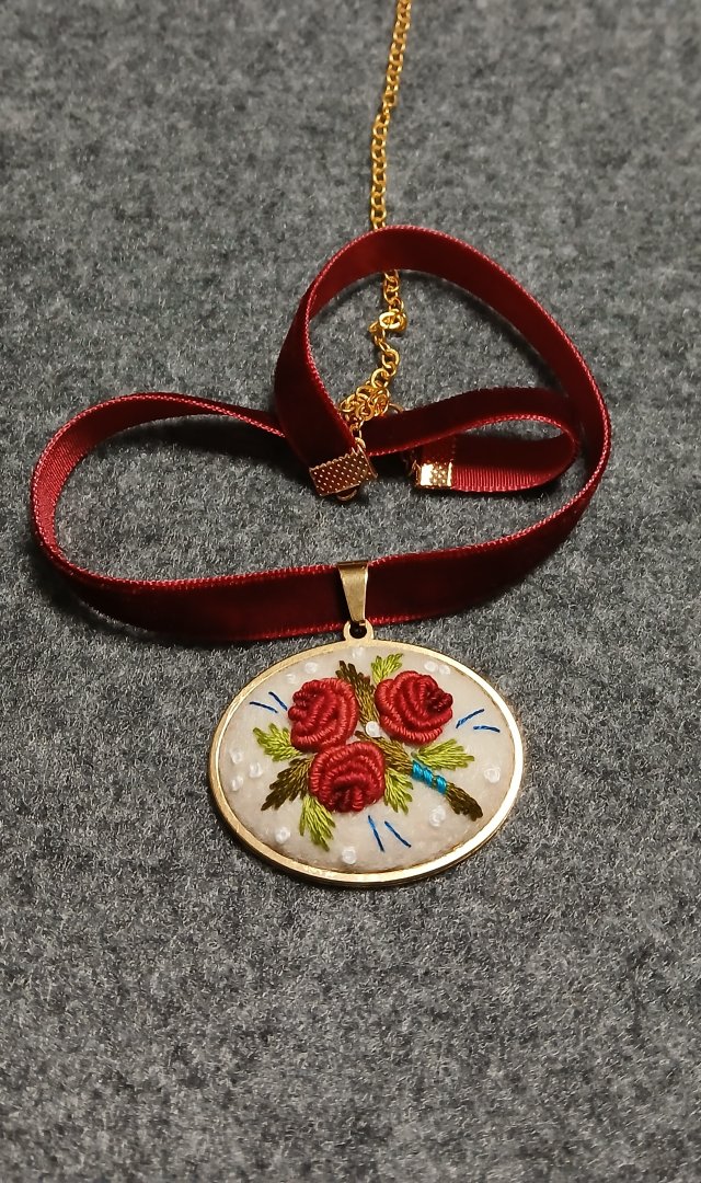 Ręcznie haftowany choker * stal szlachetna