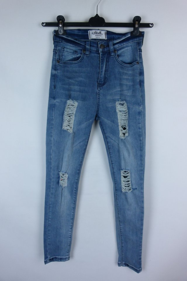 SikSilk skinny jeans dżinsy wysoki stan dziury / XS
