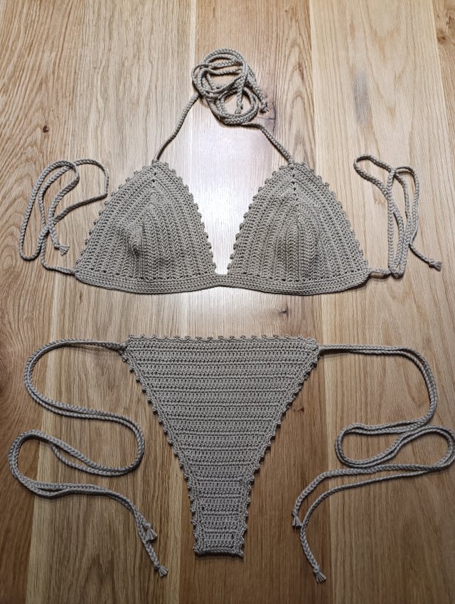 Bikini szydełkowe beżowe L