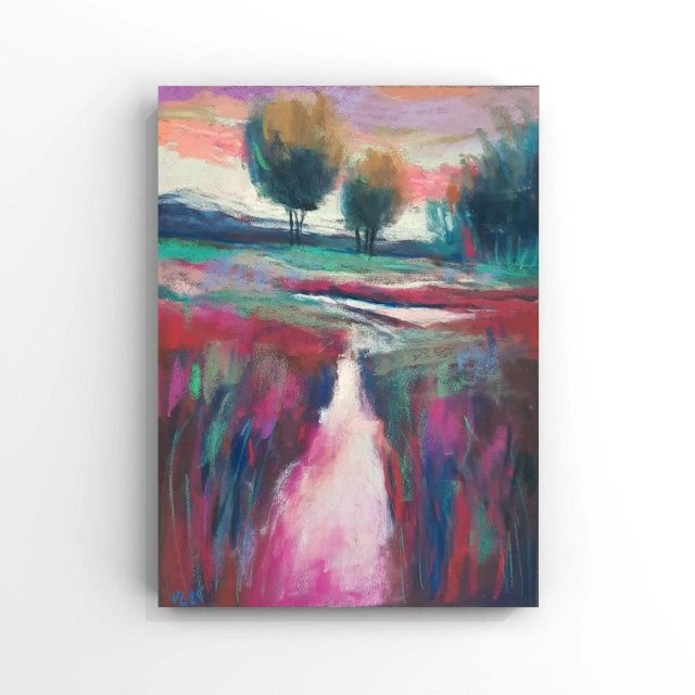 Pejzaż  - praca wykonana pastelami