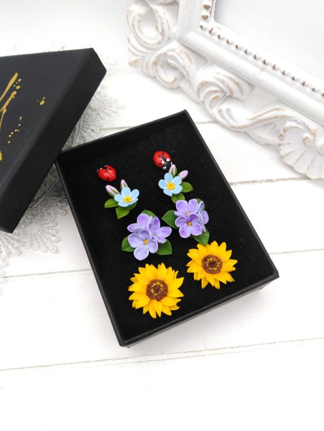 Zestaw kolczyków typu sztyft z gliny polimerowej