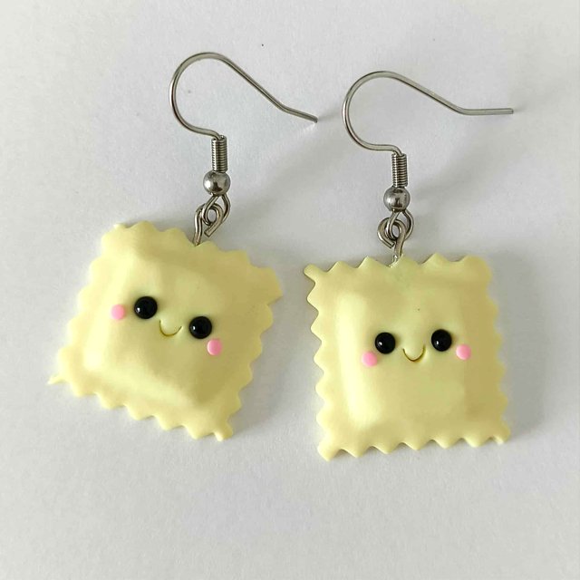 Śmieszne Kolczyki Ravioli Kolorowe Kolczyki z Modeliny Kolczyki Dla Dzieci