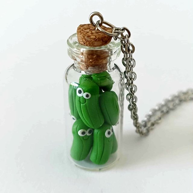 Zabawny Naszyjnik Ogórki w Słoiczku