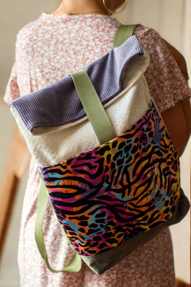 Składany kolorowy plecak kurierski panterka