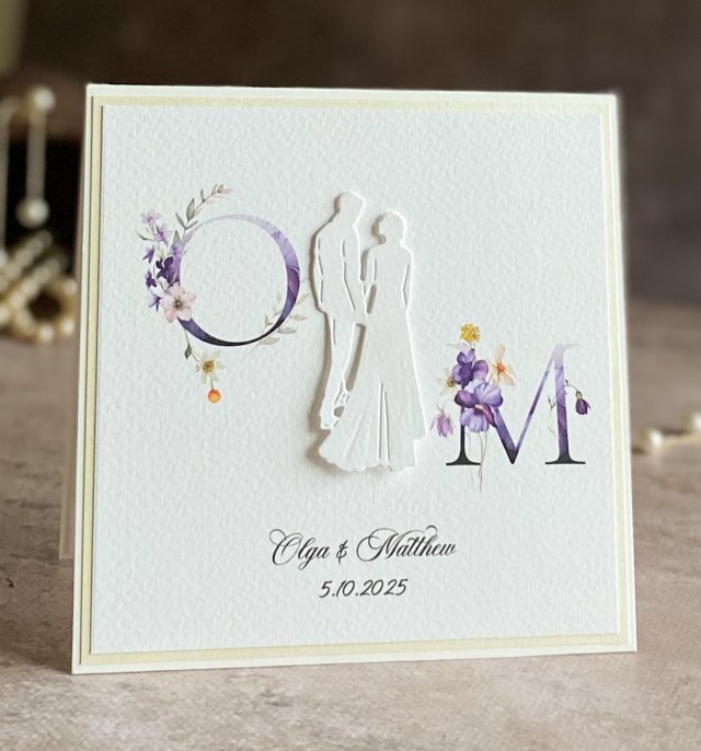 Kartka na ślub z inicjałami Młodej Pary, WP 53a