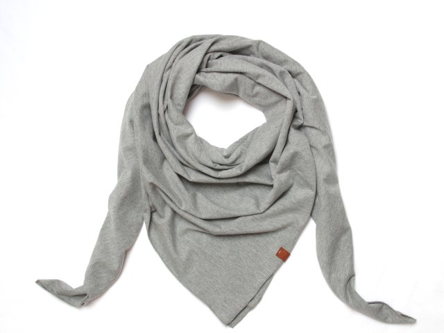 Chusta bawełniana damska SZARY MELANŻ - chusta kwadratowa - modna chusta na wiosnę jesień