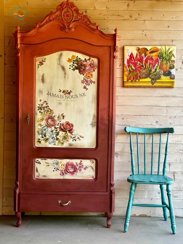 Krzesło turkusowe shabby chic, patyczak – z charakterem