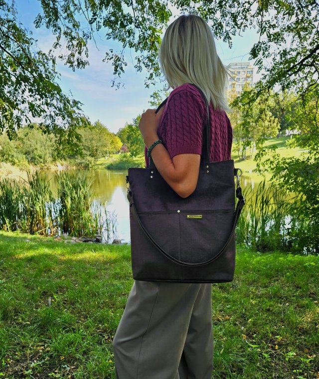 Torba shopper welur- gorzka czekolada