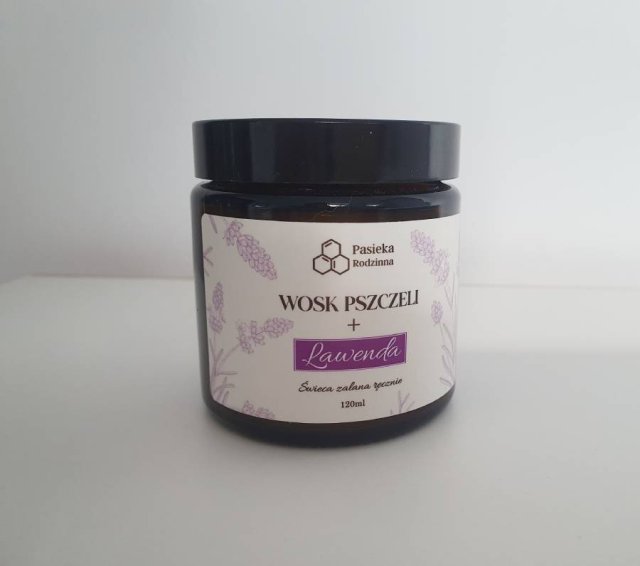 Świeca wosk pszczeli z lawendą polska ręcznie odlewana