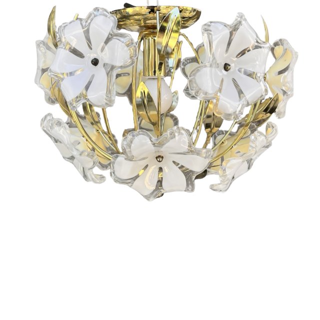 Lampa sufitowa z kwiatami Hollywood Regency, Włochy, lata 80.