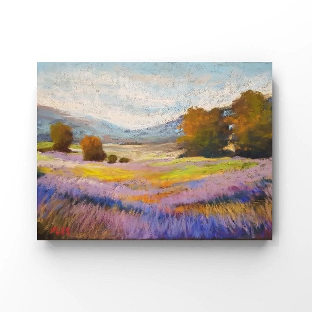 Lawendowe pole- praca wykonana pastelami