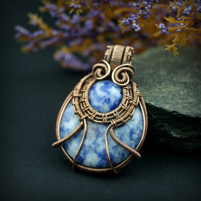 Sodalit wisiorek wire wrapping