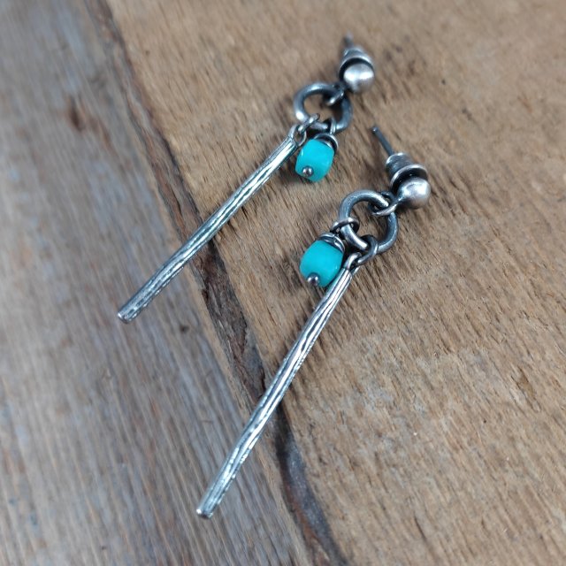 Kolczyki - Sztabka z amazonitem