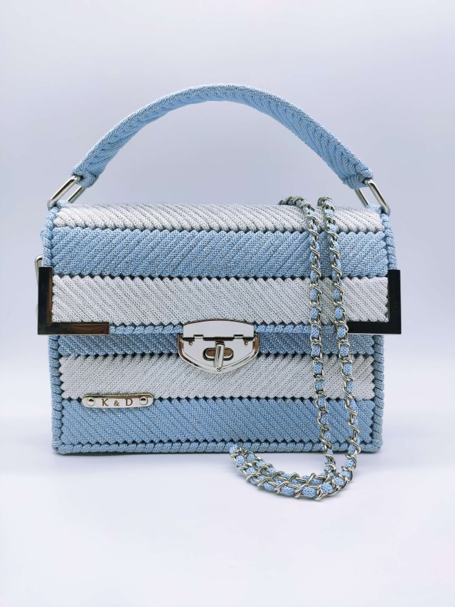 Ana - torebka biało-niebieska (srebrny glitter)