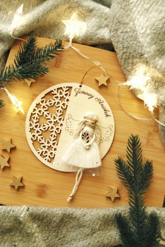 Zimowy Aniołek - dekoracja świąteczna | Aniołek Boże Narodzenie