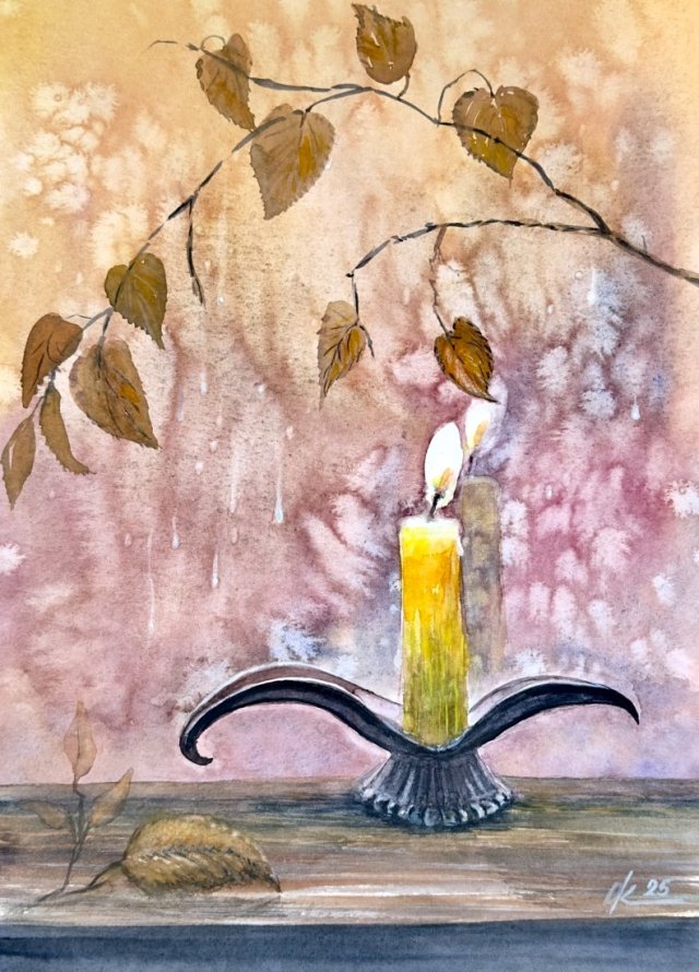 Jesienny wieczór 42*30cm Original Akwarela A3