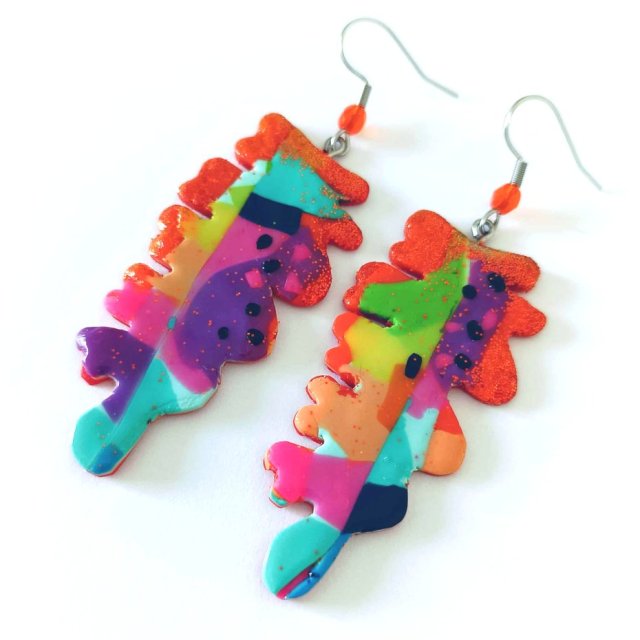 Kolorowe duże kolczyki z masy polimerowej