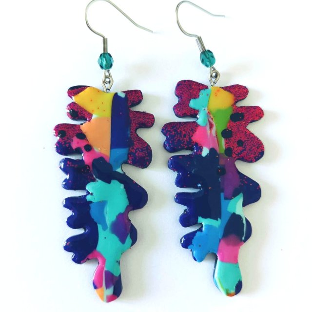 Kolorowe duże kolczyki z masy polimerowej