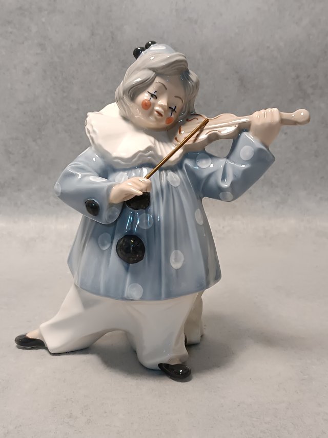 TENGRA Porcelanowy Klaun Pierrot grający na skrzypcach Hiszpania!
