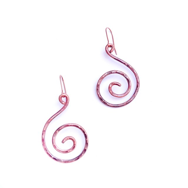Kolczyki z czystej miedzi, spirala ślimaka. Amulet mocy