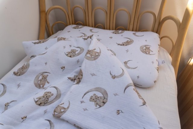 Komplet pościeli do łóżeczka bawełna muślin kołdra poduszka pościel bawełniana z wypełnieniem