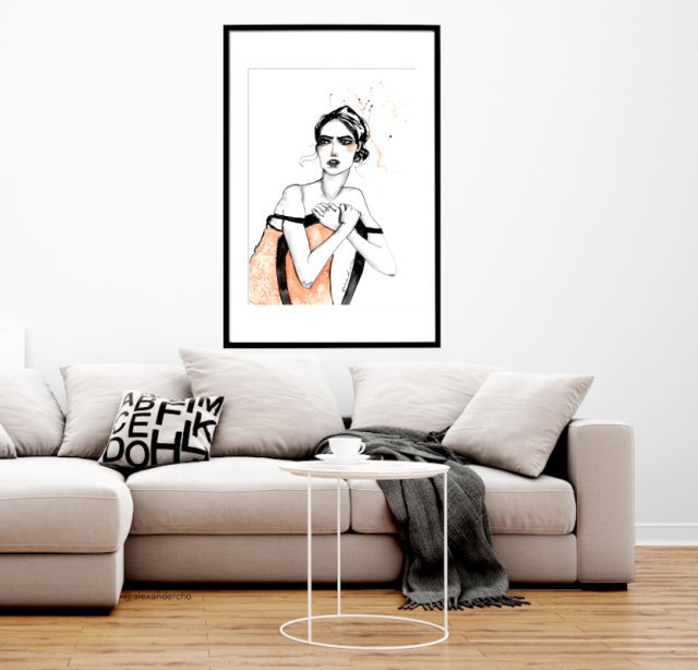 chair, 70x50cm, PLAKAT z autorskiej akwareli