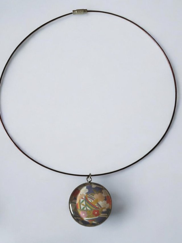 Naszyjnik JAPAN z japońskim papierem washi – odcienie niebieskiego