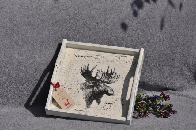 Tacka drewniana - zdobiona metodą decoupage