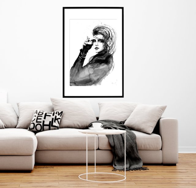 Lady M.M., 70x50cm, PLAKAT z autorskiej akwareli