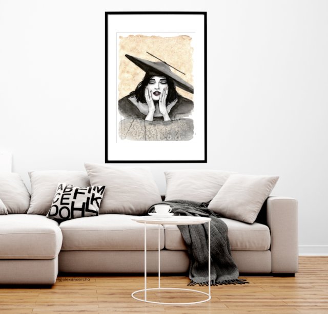 hat, 70x50cm, PLAKAT z autorskiej akwareli