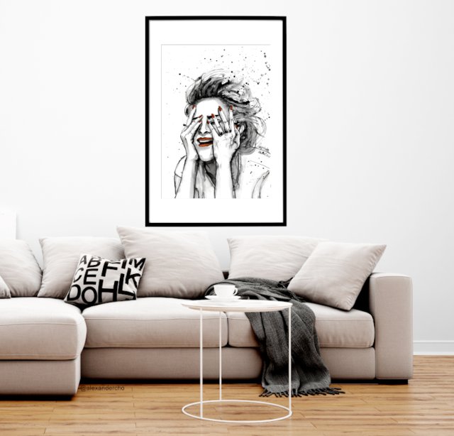 Lady M.K., 70x50cm, PLAKAT z autorskiej akwareli