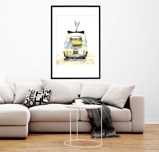 ciao, 70x50cm, PLAKAT z autorskiej akwareli