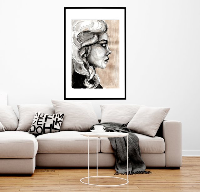 gold, 70x50cm, PLAKAT z autorskiej akwareli