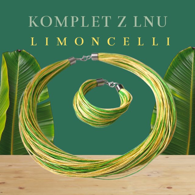 NASZYJNIK i BRANSOLETKA Z LNU LIMONCELLI