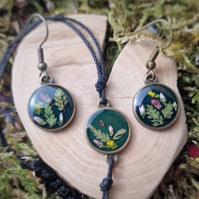 Leśny komplet biżuterii