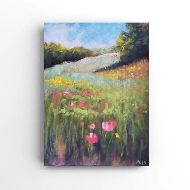 Letnia łąka  - praca wykonana pastelami