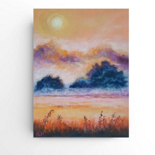 Pejzaż - praca wykonana pastelami