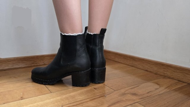 Sztylbety - botki - czarne, skóra naturalna - rozm. 39
