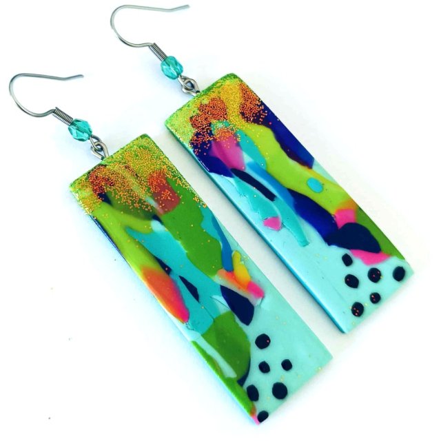 Kolorowe Kolczyki Prostokąty