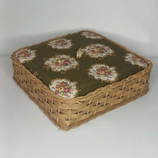 Puzderko koszyczek drewniany wiklinowy vintage